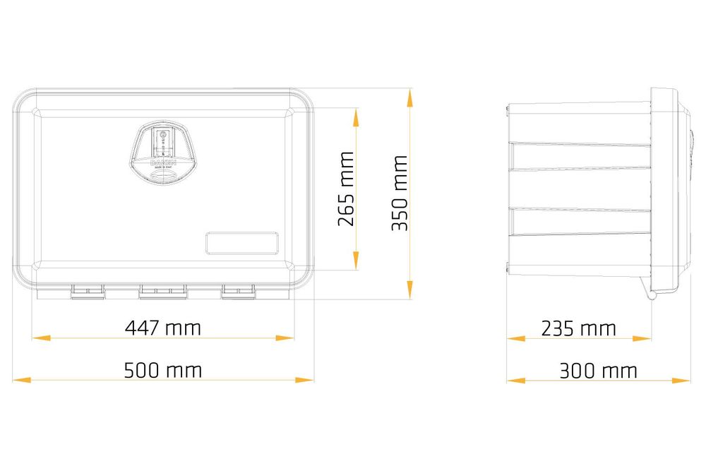 DAKEN JUST 81100 Werkzeugkasten 500x350x300 mm LKW Staukasten 27L abschließbar für Anhänger und Nutzfahrzeuge