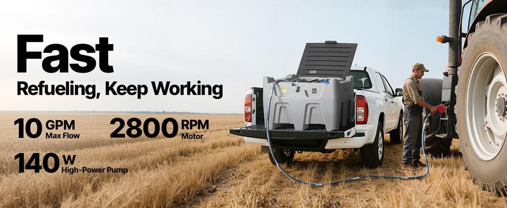 VEVOR Tragbarer Dieseltank, getrennter 401-L-Diesel- & 30-L-DEF-Lagertank, Kraftstofftransfertanks mit Pumpe & 4-m-Schlauch, 45 L/min Durchflussrate, Gaslagertanks für Kraftstofftransport