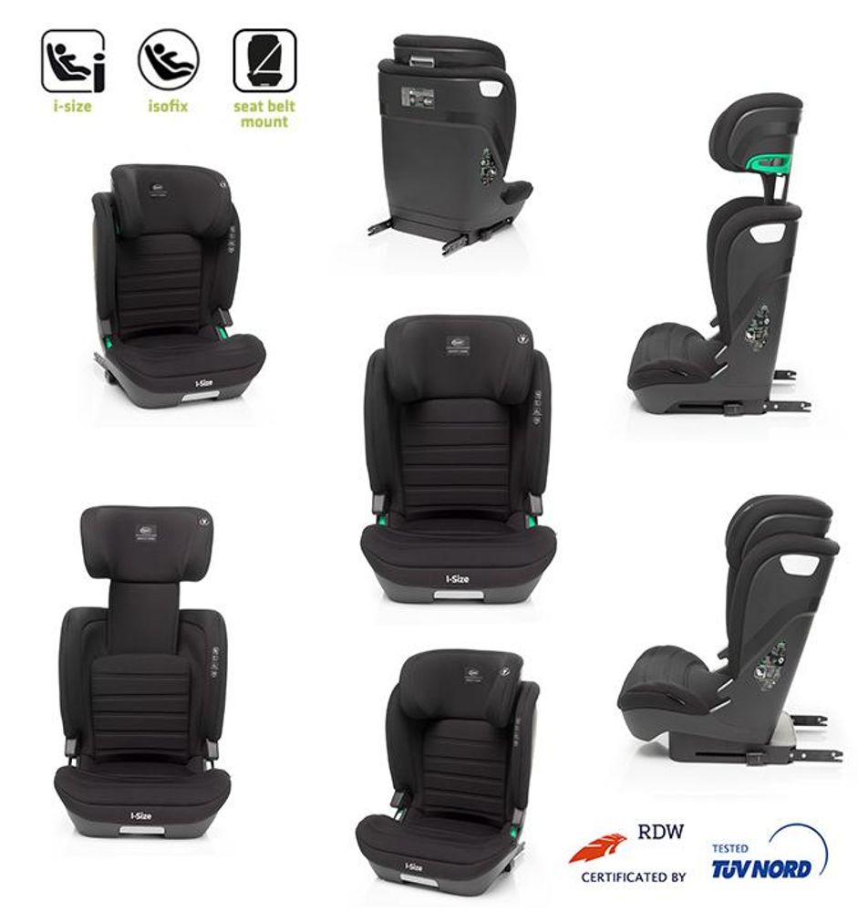 4Baby | Dětská autosedačka - od 3 let - ISOFIX, i-Size, 15-36 kg, 105-150 cm, nastavitelná opěrka hlavy, instalace po směru jízdy - Černá - App-Fix