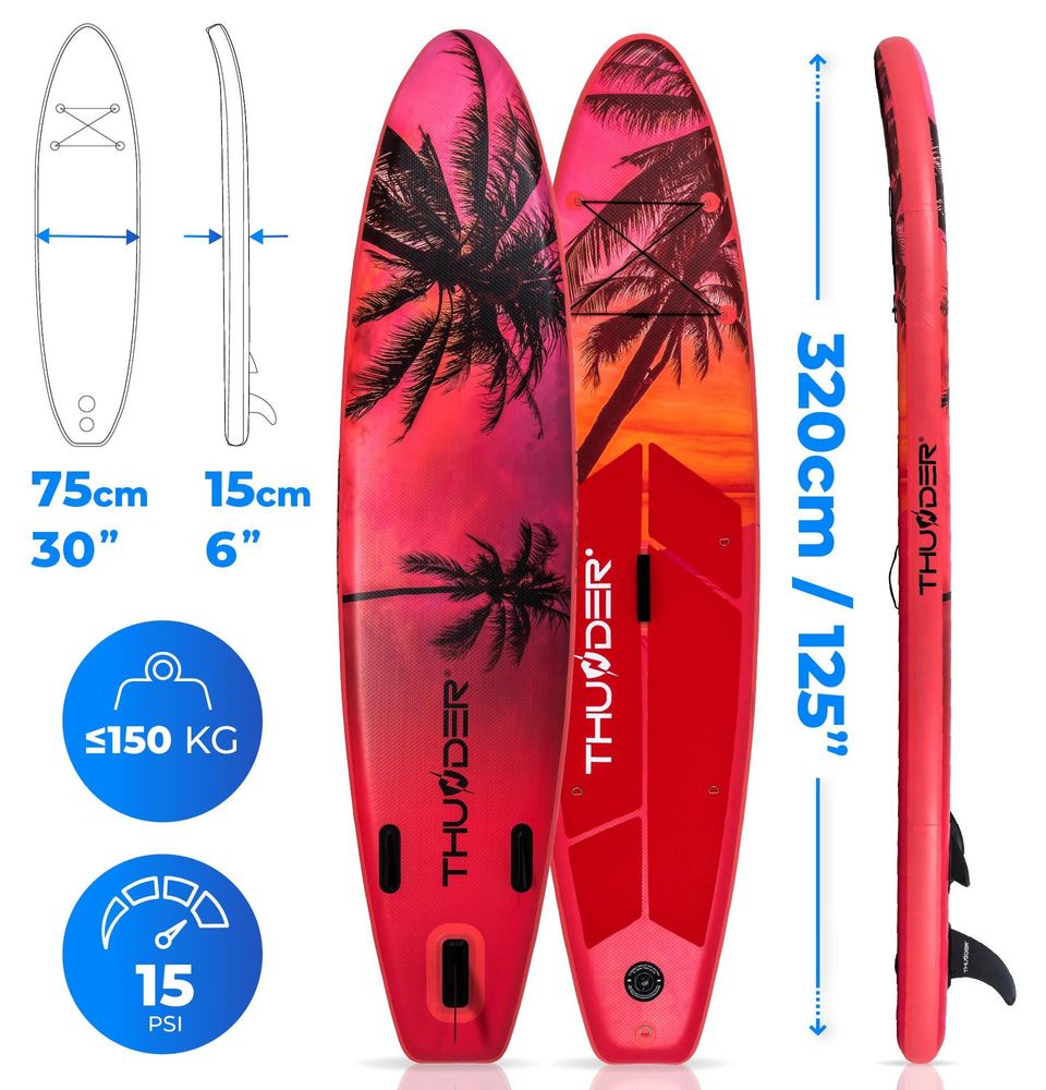 Thunder Isle Stand Up Paddle Board 320 x 75 x 15 cm Rosa 150 kg