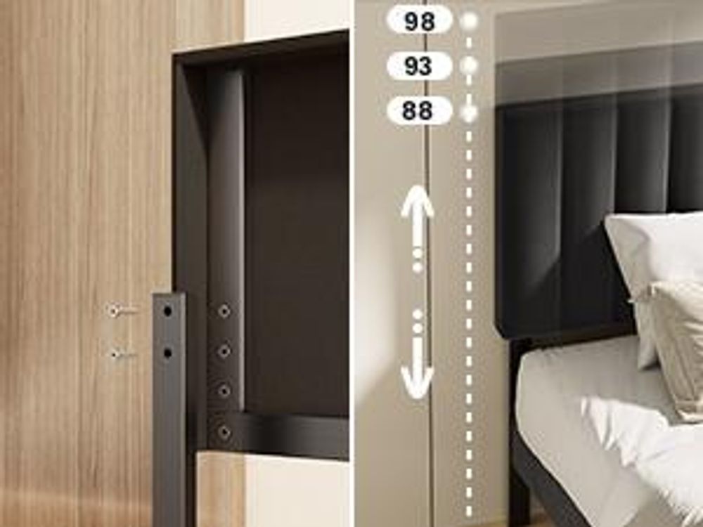 KUTAS Klassische Betten 140x190, Polsterbett Schwarz mit verstellbarem Kopfteil, Stauraum, Holzlatten, leises Bettgestell für Schlafzimmer