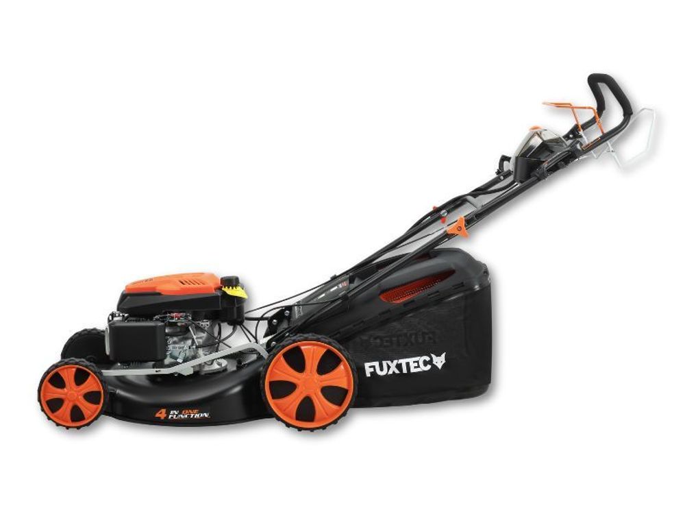 FUXTEC 4in1 Benzin Rasenmäher FX-RM5396es-PRO - 196ccm | 53cm | 42Kg | E-Start | Selbstantrieb | 70L | Mulchfunktion | 4-Tackt | Seitenauswurf