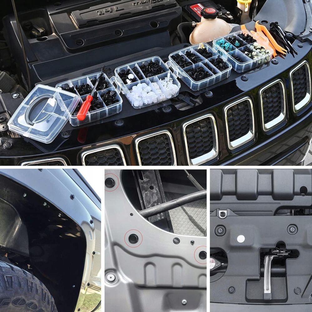 LUXTOM | Auto Befestigung Clips, 845 Stücke, Universal mit Demontage Werkzeuge, Kabelbinder und Schwam, Kunststoff Befestigungsclips Set