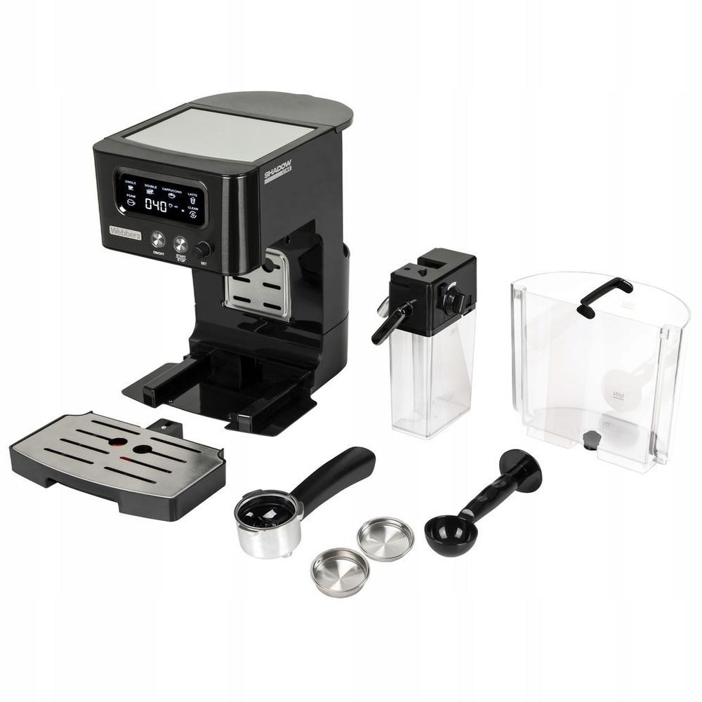 Halbautomatische Siebträgermaschine WEBBER BARISTA M5 – 15 bar Druck, Milchaufschäumer, LED-Panel, ideal für Espresso & Cappuccino