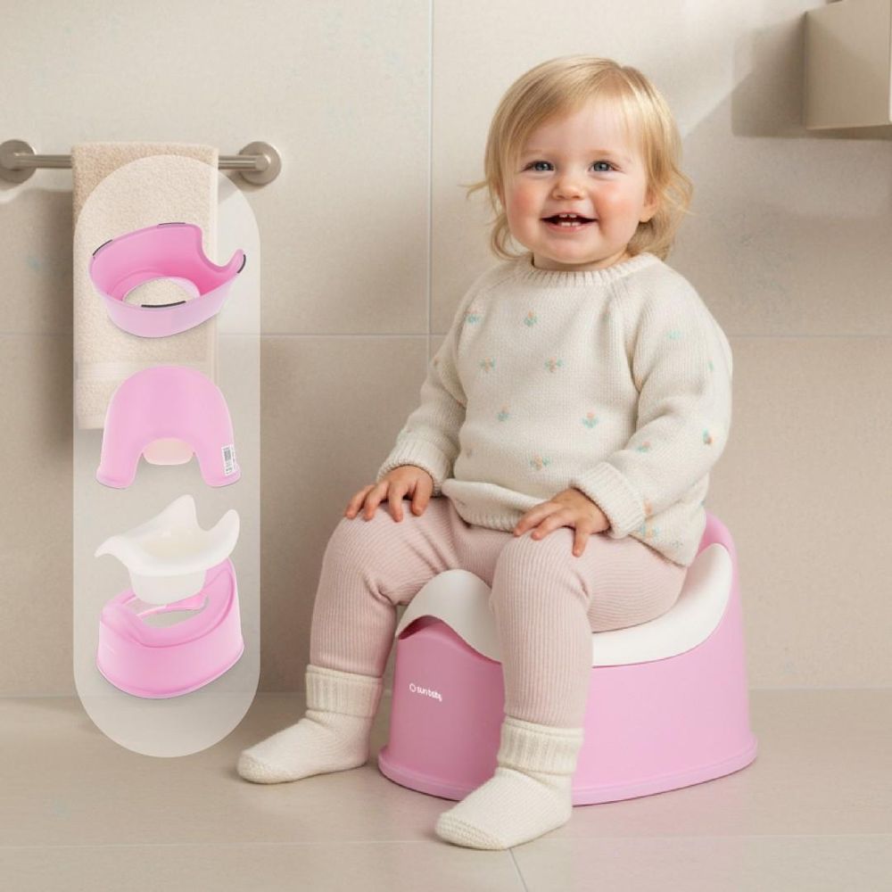 Vue détaillée des trois parties du pot bébé SUN BABY et enfant assis