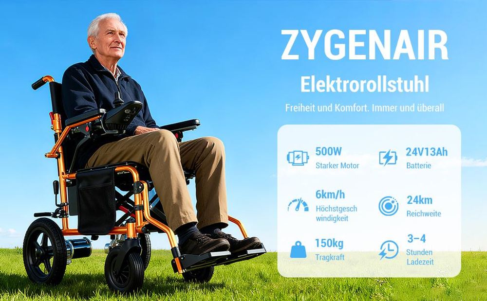 Elektrorollstuhl faltbar, leichter Faltrollstuhl mit Joystick, Armlehnen, Fußstützen, Sicherheitsgurt, für Erwachsene, Zuhause und Pflege