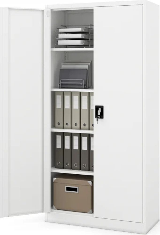 Aktenschrank Lagerschrank Mehrzweckschrank Metallschrank 4 Fachböden Pulverbeschichtung Stahlblech 185 cm x 90 cm x 40 cm