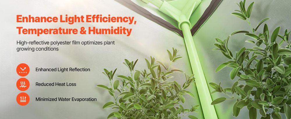 VEVOR Indoor-Grow-Zelt, 60 x 60 x 180 cm, 600D hochreflektierendes Mylar, Indoor-Pflanzenzelt mit Beobachtungsfenster, Bodenwanne & Reißverschluss, strapazierfähige Anbauzelte für Obst, Blumen und Gemüse, 120x120x200 cm