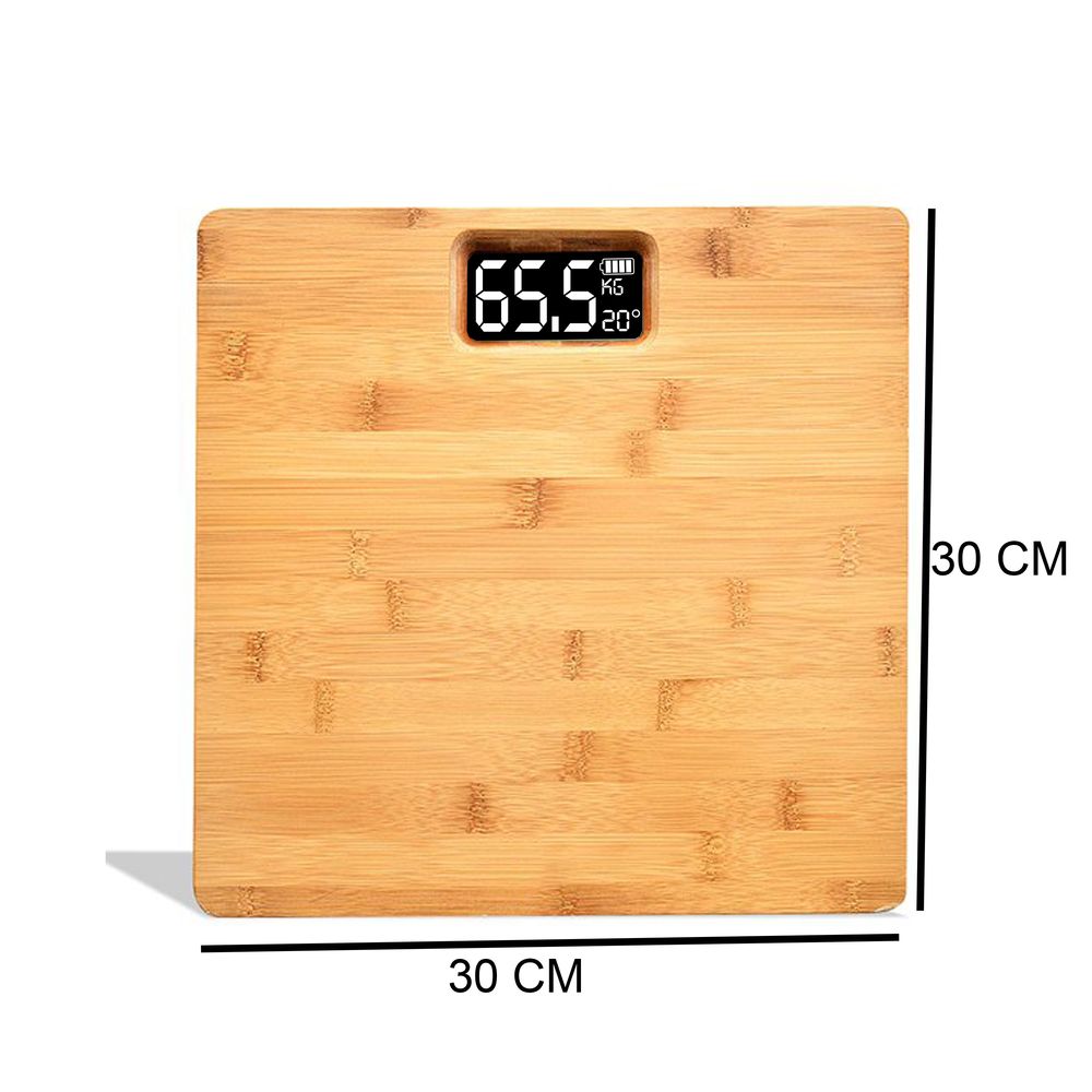 Personenwaage Bambus Bis 180 kg mit Step-On Technologie – Präzise Sensoren, Großes LCD-Display, Genauigkeit 100 g Retoo