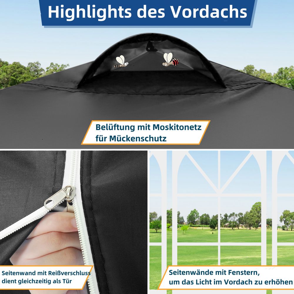 Pavillon 3x3, UV-Schutz 50+ Faltpavillon 3x3 Wasserdicht Stabil Winterfest mit 4 Seitenteilen, für Partys Picknicks und Camping