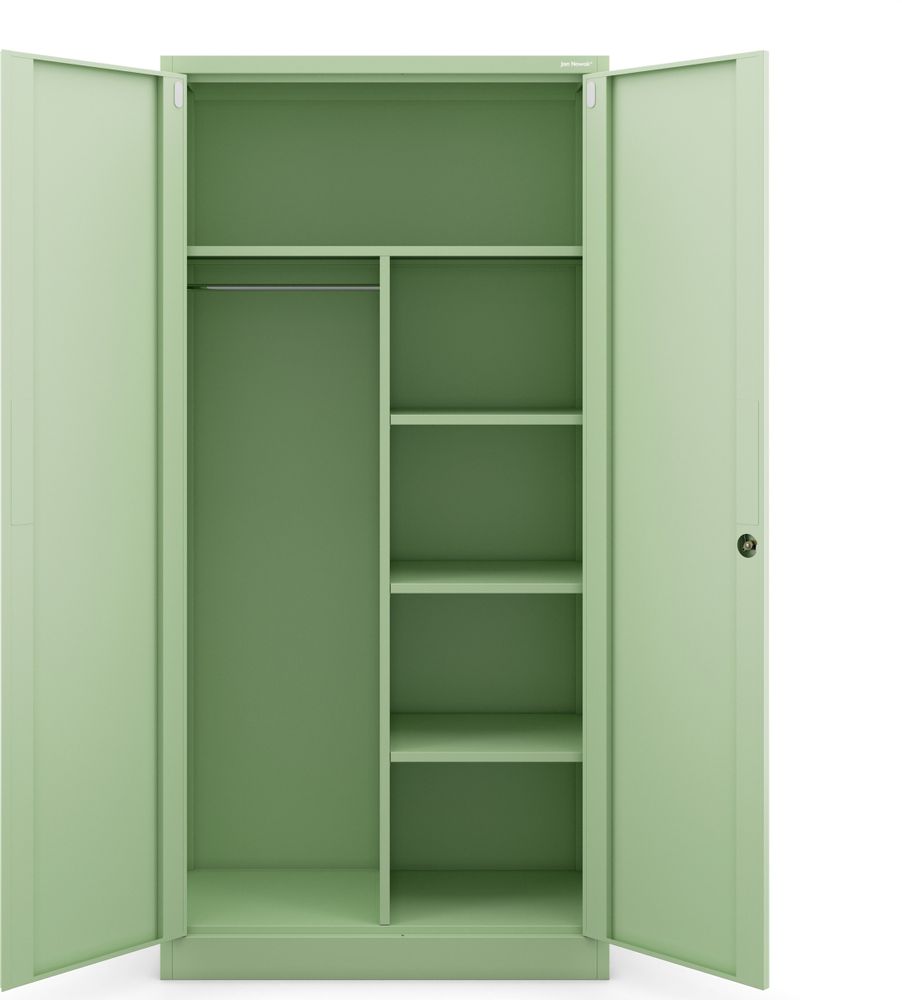 Metallschrank C34 Aktenschrank Werkzeugschrank Umkleideschrank Spind Flügeltüren Kleiderstange Pulverbeschichtung Metall Abschließbar 185 cm x 90 cm x 45 cm (H x B x T) Farbe: Pastellgrün