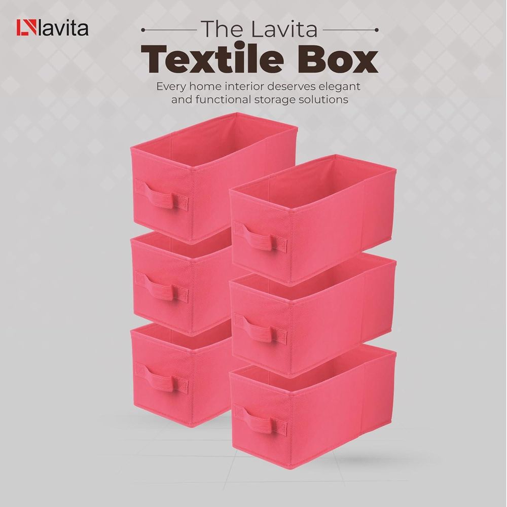 Lavita Storage Box | faltbare Aufbewahrung Boxen 15 x 31 x 15 cm | Schubladen-Organizer Box| Ordnungssysteme für Kleidung | Kleideraufbewahrung & Organisation | dunkelpink | 6 stück