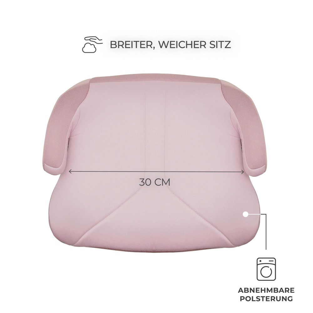 Kinderkraft I-BOOST 2 i-Size Autositz 125–150 cm, R129, 1,2 kg, ultraleicht, mit Armlehnen & abnehmbarem Bezug, Rosa