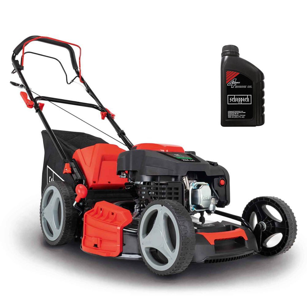 Scheppach Benzin-Rasenmäher MS230-53 | 224 cm³ 4-Takt-Benzinmotor mit 6PS / 5150W | 53cm Schnittbreite | Höhenverstellbar | Radantrieb | inkl. Motoröl
