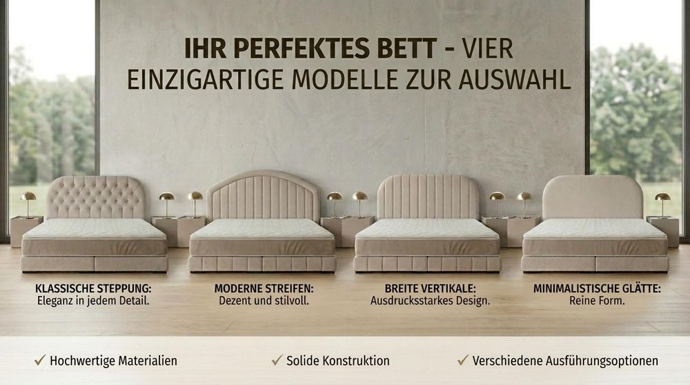 Polsterbett LEON 2 mit Kopfteil, modernes gepolstertes Bett in 140 x 200 cm Farbe: Schwarz