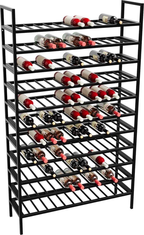 MetaloPro Weinregal Jerez – Schwarzes Metall-Flaschenregal Für 143 Weinflaschen, Robustes Design, Ideal Für Küche, Keller Oder Bar – 170x100x30cm