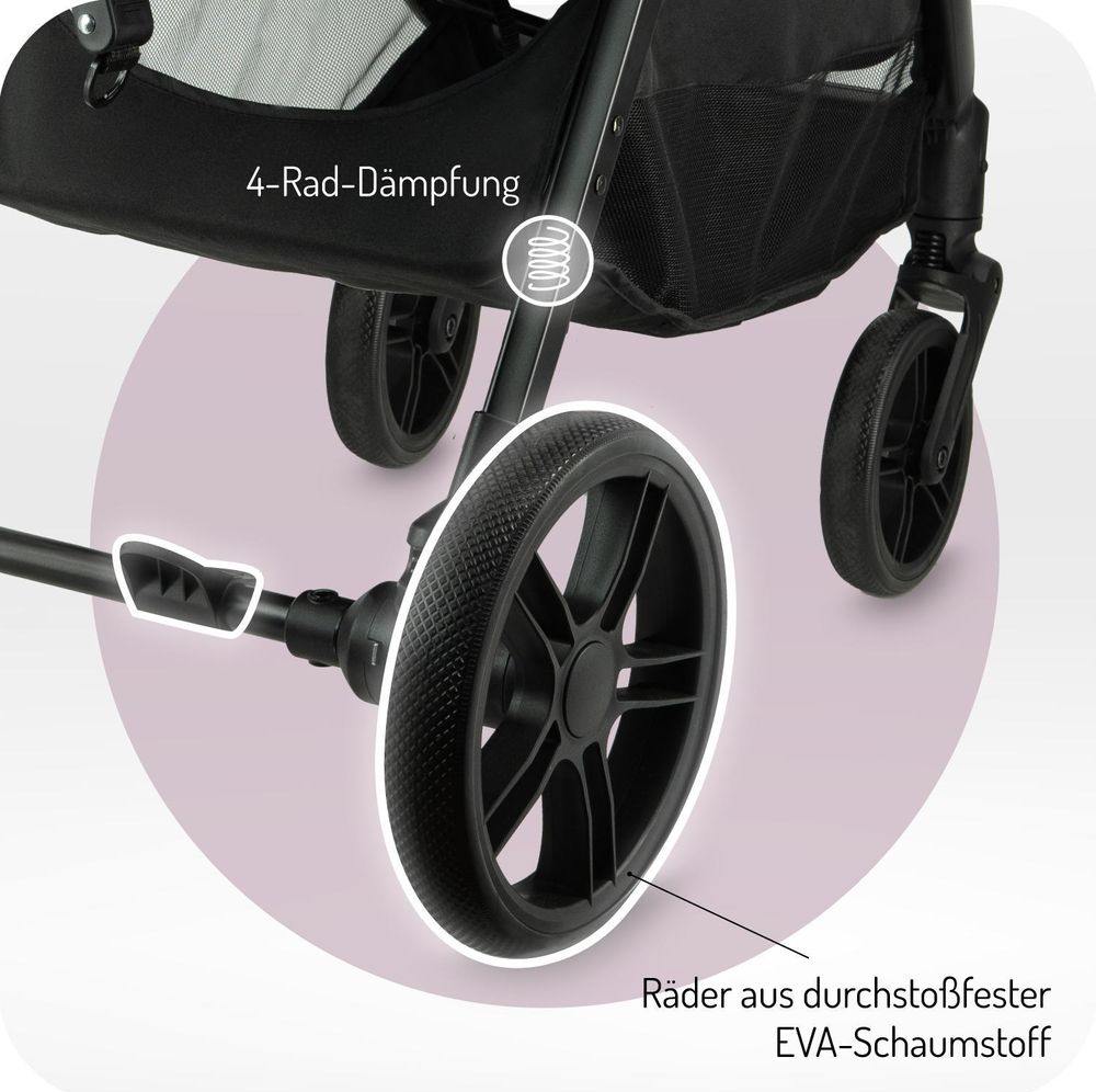 MoMi CLARA Buggy Kinderwagen bis 22 kg - Tasche, Moskitonetz, Regenschutzfolie, Becherhalter, Fußdecke