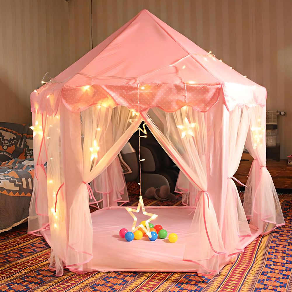 Kinderspielzelt, Spielhaus, Prinzessin Schloss mit Fenster, Indoor Outdoor, Baumwolle, für Mädchen und Jungen ab 3 Jahren, Geschenk, 140 cm Retoo