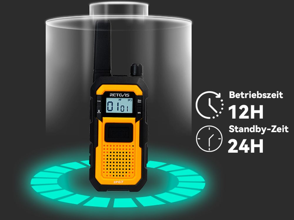 Retevis RB648 Hochleistungs Walkie-Talkies, IP67 Wasserdichtes Funkgerät, Stoßfest, 2000 mAh, USB-C, Professionelles Walkie-Talkie für Erwachsene auf der Baustelle, Transport (6 Stück)