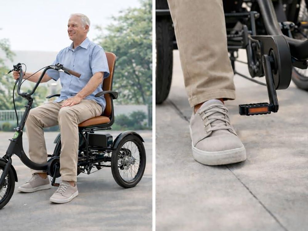 SachsenRAD E-Dreirad T6 Comfort mit tiefem Einstieg, Elektro Dreirad Faltbar, mit Differenzial, BIinker und Bremslicht, mit 7-Gang-Kettenschaltung