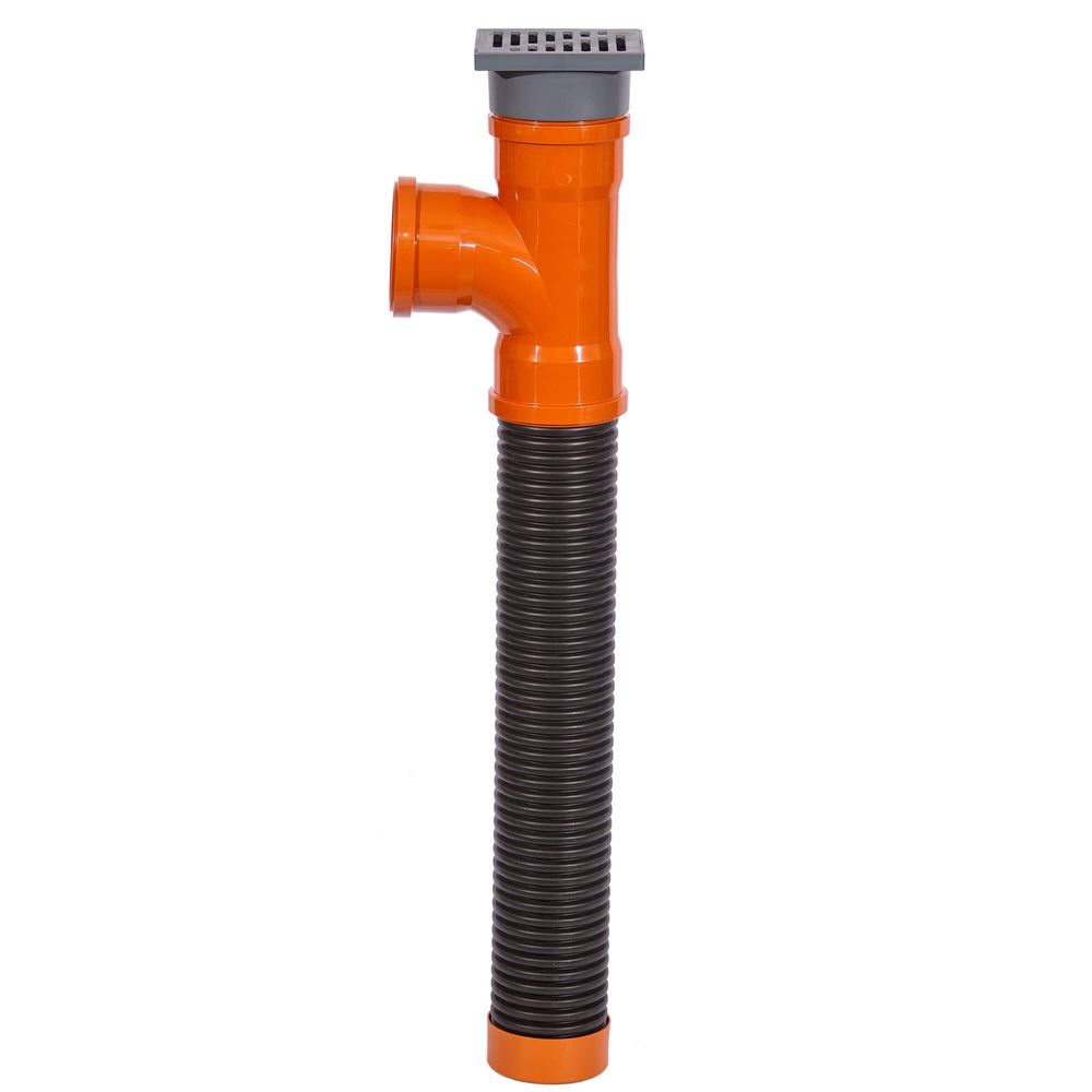 SPEEDPLANT Sickerschacht mit T-Stück DN 100 Ø 110 mm Abflussgitter: 15 x 15 cm Grau Drainage Abfluß Regenwasser