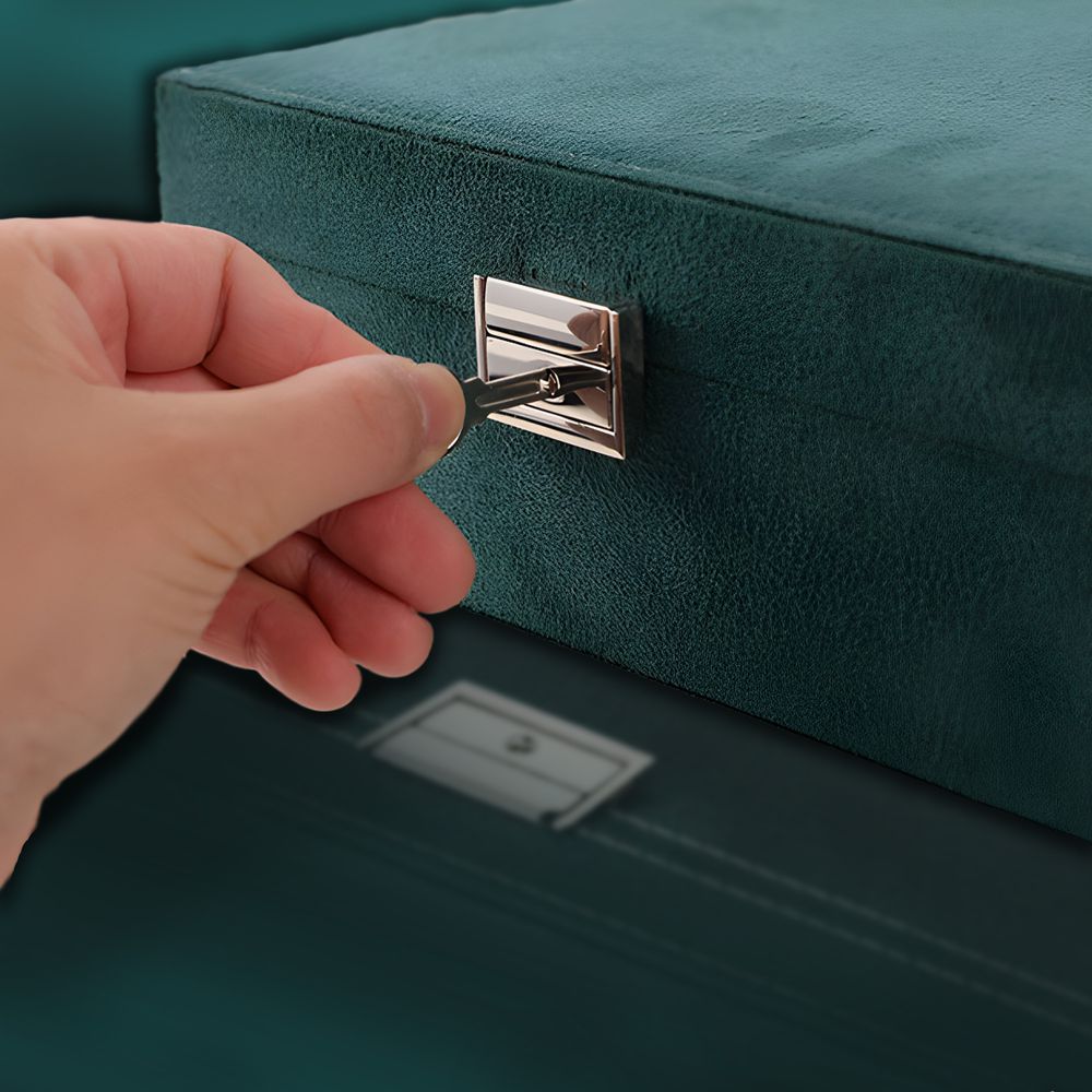 Schmuckkästchen, Schmuckschatulle aus Samt mit 2 Ebenen, Schmuckbox, Schmuckschatulle, Schmuckkoffer für Damen, Aufbewahrungskoffer Retoo