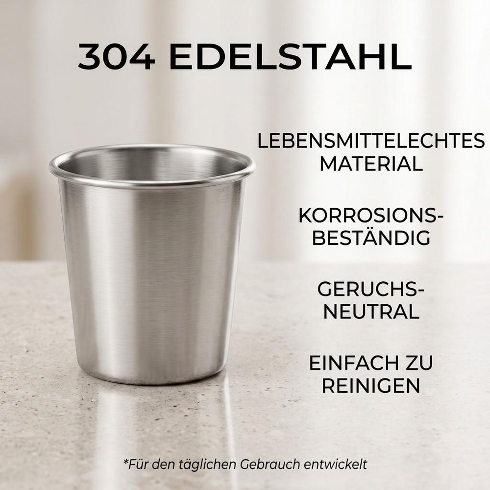 Glatter Innenbereich eines Edelstahlbechers