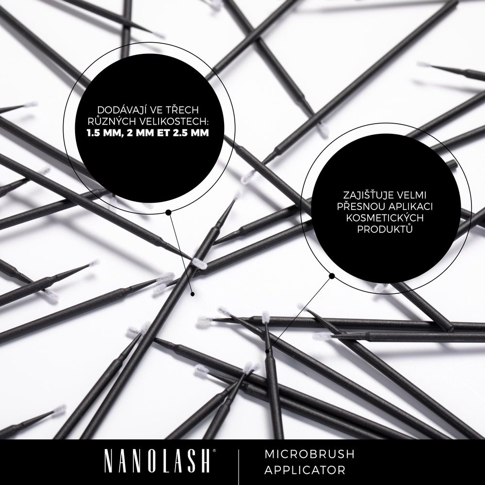 Nanolash Microbrush aplikátory Aplikátory na řasy bez vláken 1,5 mm, 100 kusů