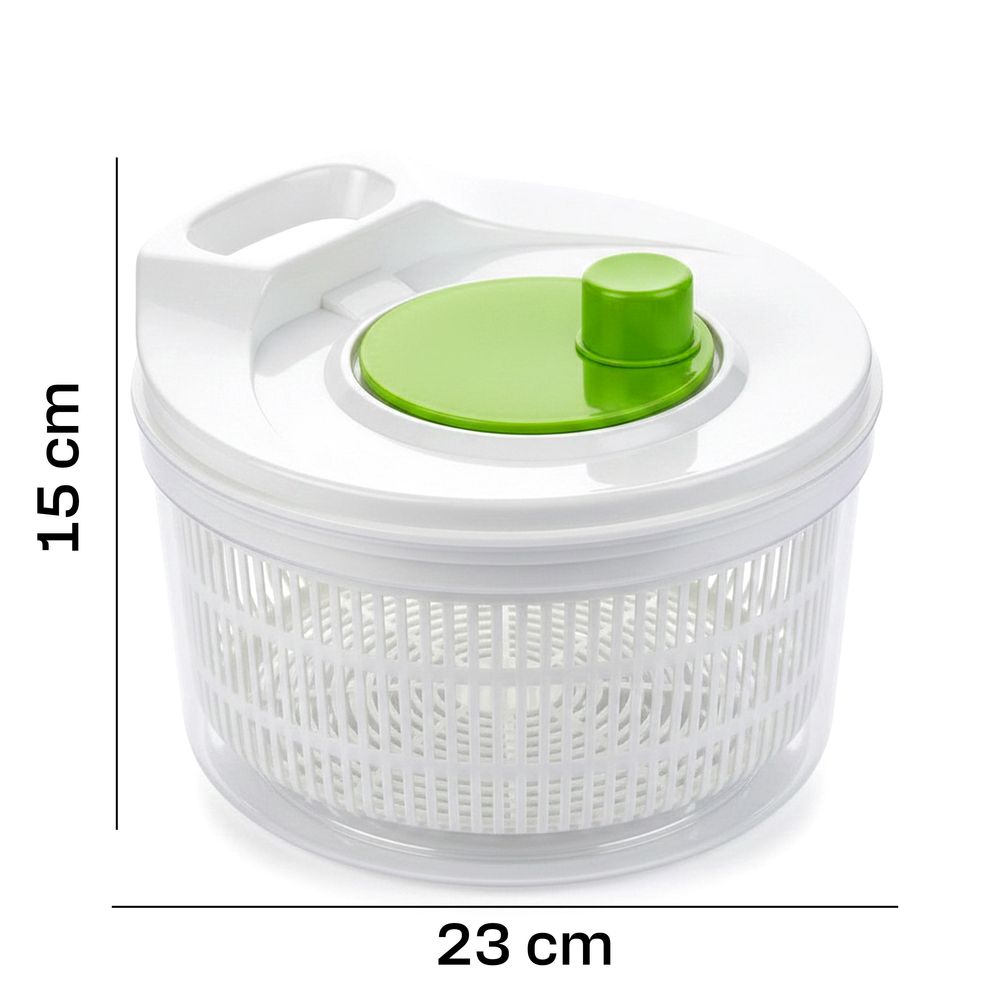 Salatschleuder 2,5L mit Kurbelantrieb, Sieb, Spülmaschinengeeignet, perfekt für Fresh Salat & Gemüse, Weiß Grün – Retoo