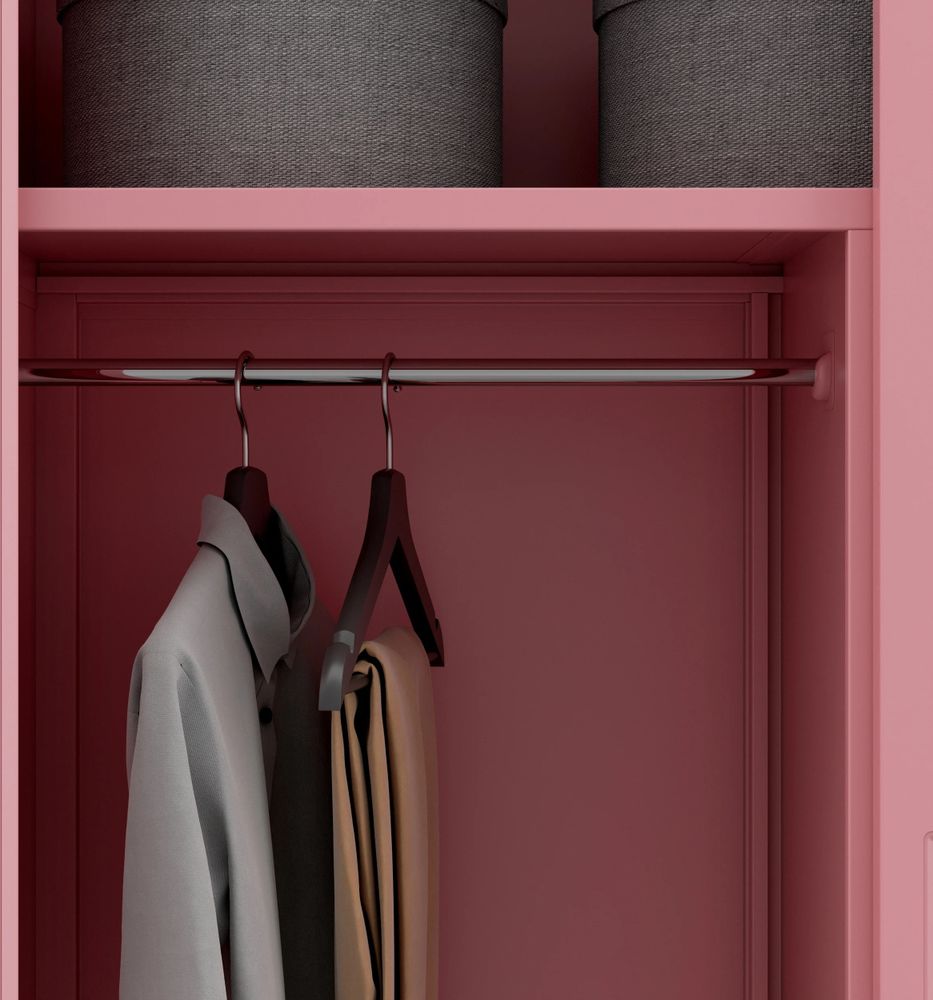 Metallschrank C34 Aktenschrank Werkzeugschrank Umkleideschrank Spind Flügeltüren Kleiderstange Pulverbeschichtung Metall Abschließbar 185 cm x 90 cm x 45 cm (H x B x T) Farbe: Rosa