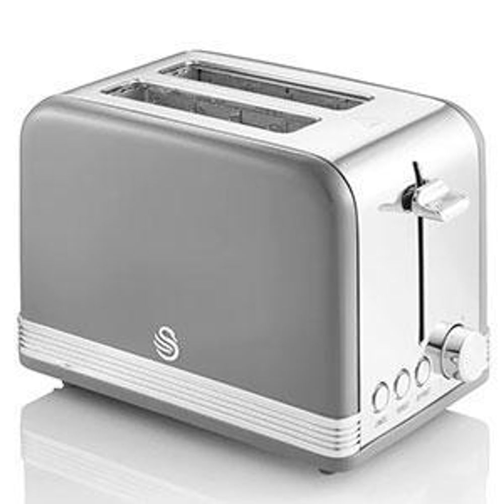 SWAN STP7050YELNEU Retro Set Frühstück, Wasserkocher 1,8L Kabellos, 2 Breitschlitz-Toaster, Vintage Gelb