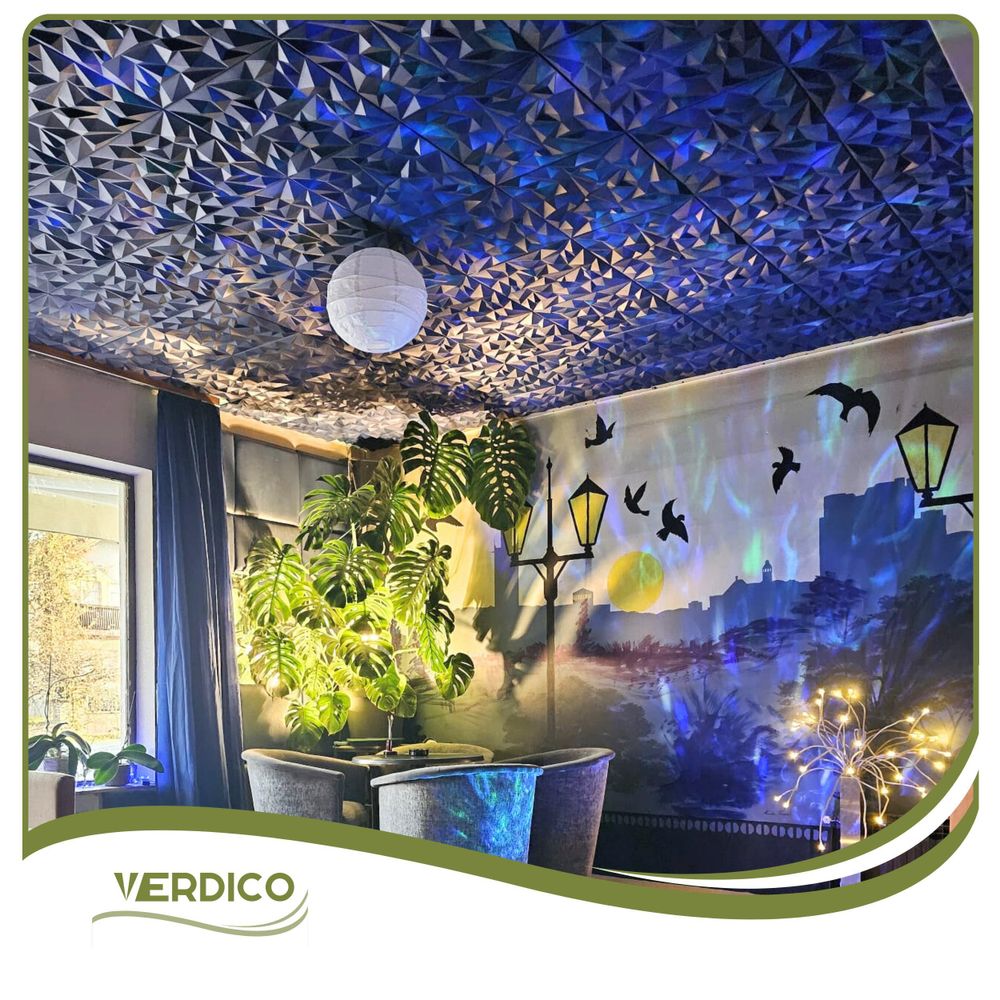 Verdico | 3D Wandpaneel Polystyrol - 50x50 cm - Granatblau - Stilvoll - Dekorativ - Hochwertig, Wand- & Deckenverkleidung