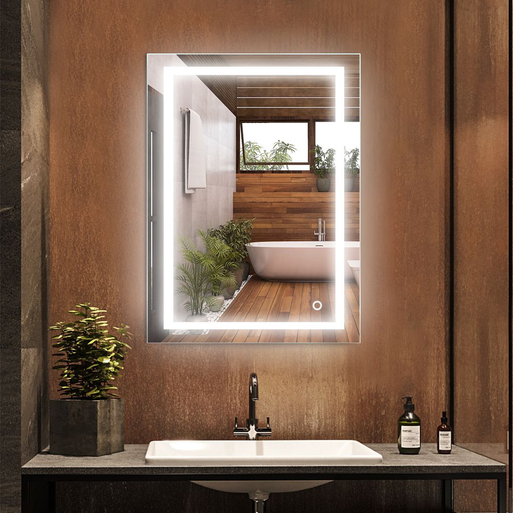 WYCTIN Badspiegel LED Badezimmerspiegel Beleuchtet Bad Spiegel Wandspiegel 50x70cm