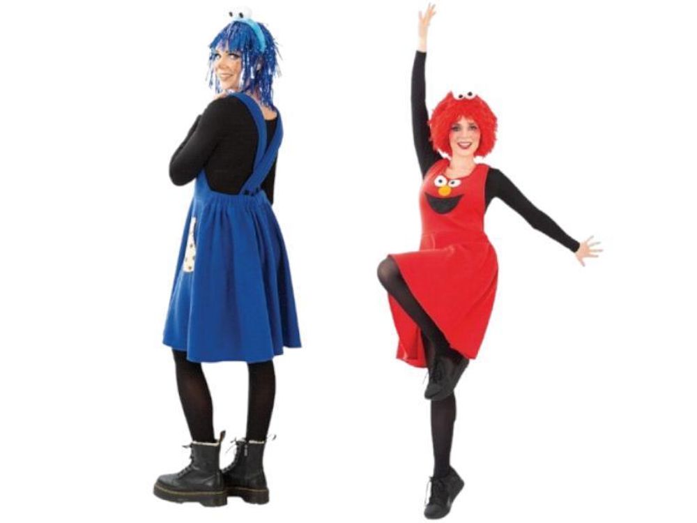 Keks Krümel für Erwachsene Buntes Monster Kleid für Erwachsene - Lustige Kleider mit Haarreif in blau knielang (L)