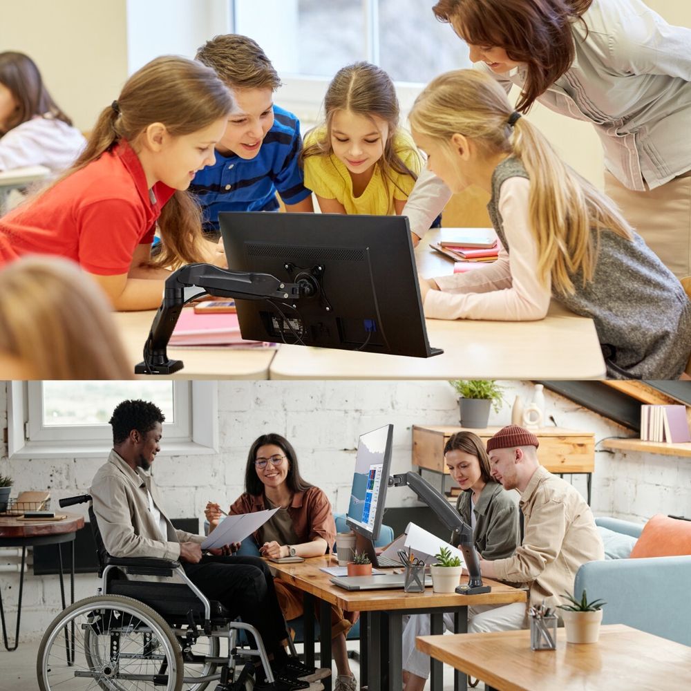 Monitorhalterung Monitor Halterung Schwenkarm Tisch Halter Bildschirm Ständer Schreibtischständer 17-27 Zoll 180° Drehungbar Max 9KG VESA 75/100 Retoo