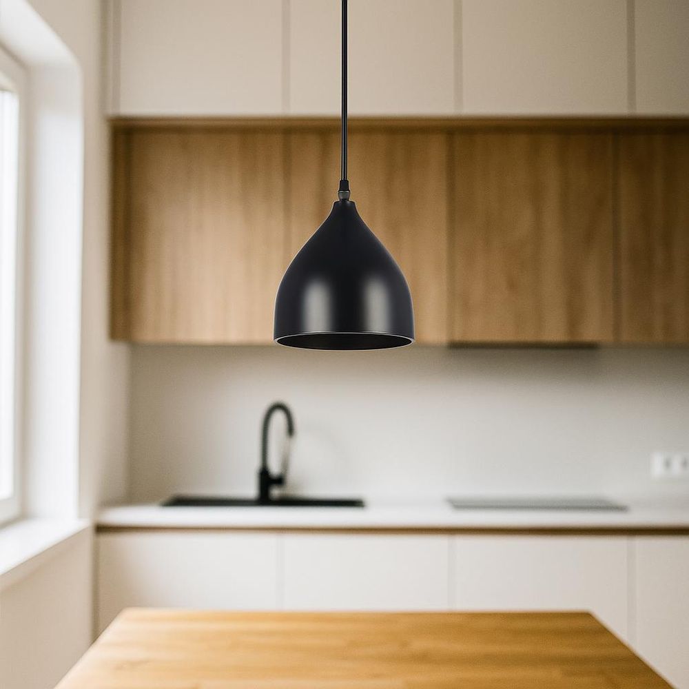MasterLED Pendelleuchte Como Ø17cm Schwarz – E27 Hängelampe im modernen Design für Esszimmer & Küche
