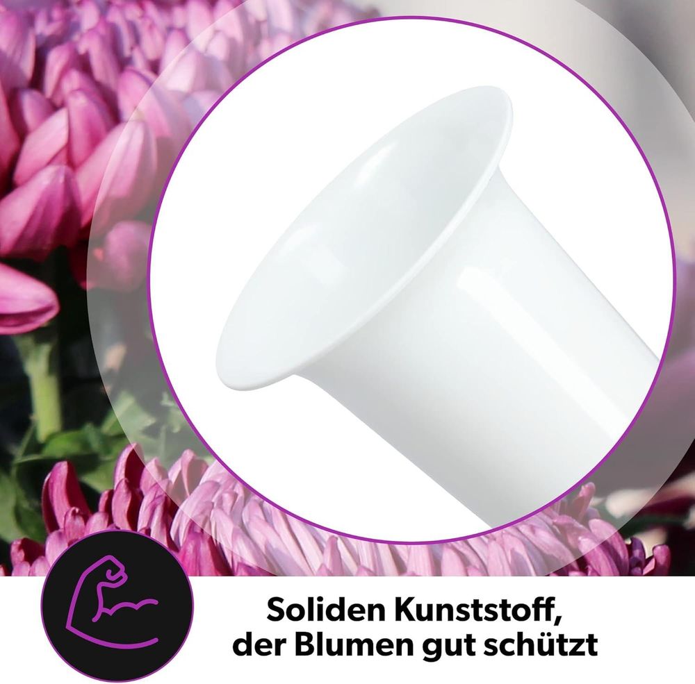 KADAX Kunststoff-Grabvase "Latera", Friedhofsvase, Vasen, Blumenvase, Weiß, 31 cm
