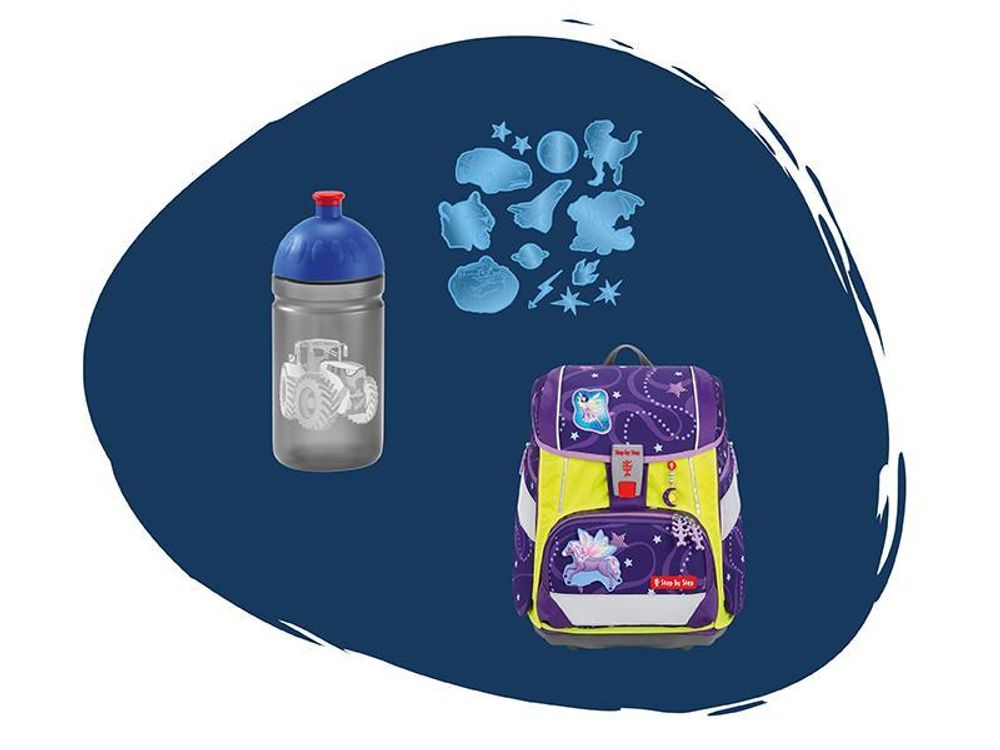 Step by Step Schulranzen-Set 2IN1 PLUS „Tractor Freddy“, 9-teilig, blau