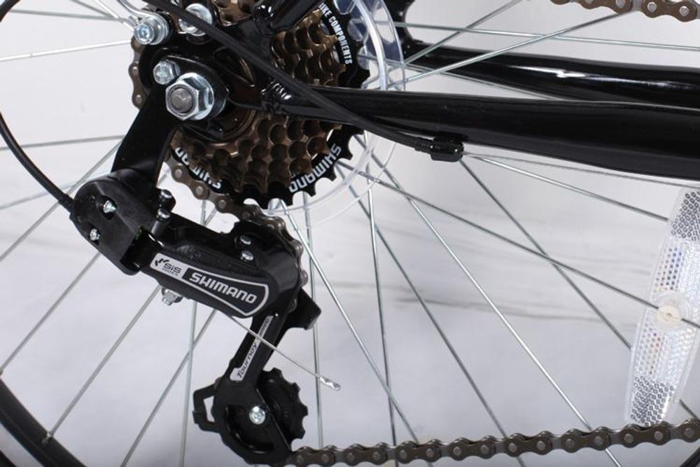 Talson City-Fahrrad 26 Zoll, 21-GG-Shimano-Schaltung mit Beleuchtung und Gepäckträger, Farbe Schwarz