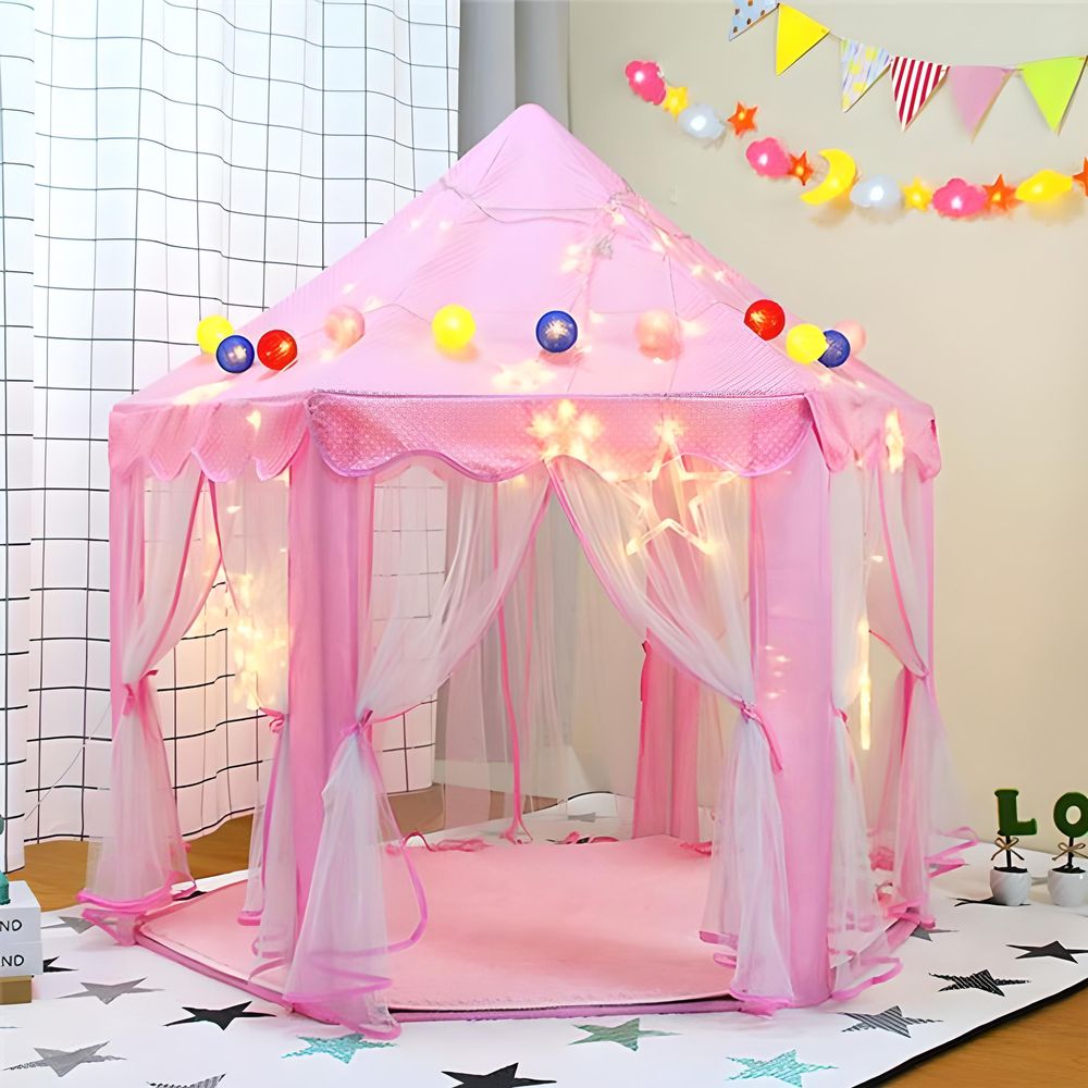 Kinderspielzelt, Spielhaus, Prinzessin Schloss mit Fenster, Indoor Outdoor, Baumwolle, für Mädchen und Jungen ab 3 Jahren, Geschenk, 140 cm Retoo