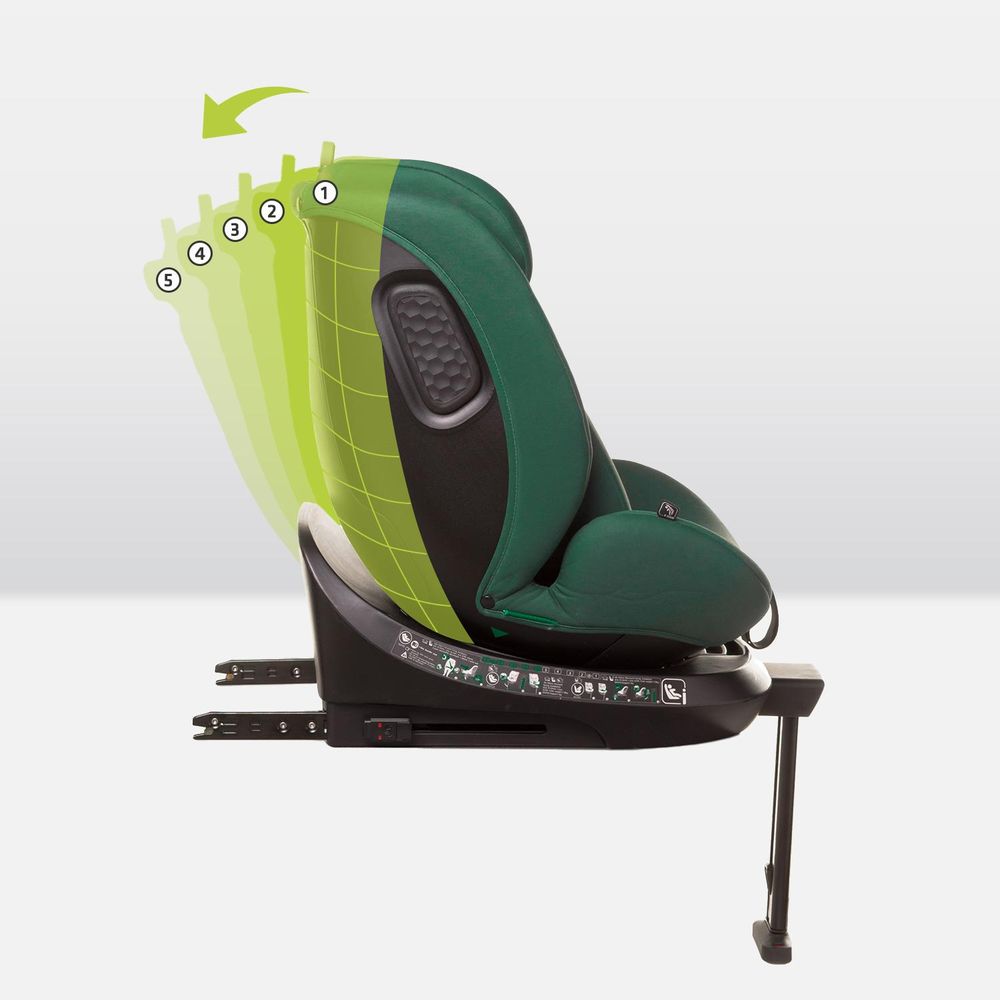 4Baby | Detská autosedačka - otočná o 360° - s ISOFIXOM, I-SIZE, 40-150 cm, dodatočná bočná ochrana, proti smeru jazdy - zelená - ENZO-FIX