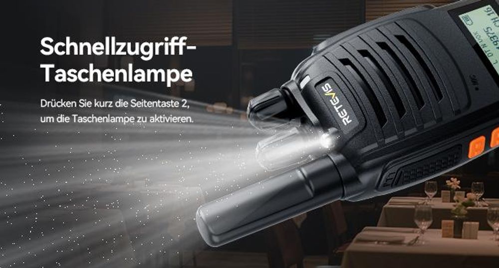 Retevis H777D Funkgeräte mit 6-Wege-Ladegerät, LCD-Bildschirm, Typ-C-Ladeanschluss, 1200 mAh, VOX, Tragbares Walkie Talkie für Geschäfte, Sicherheit