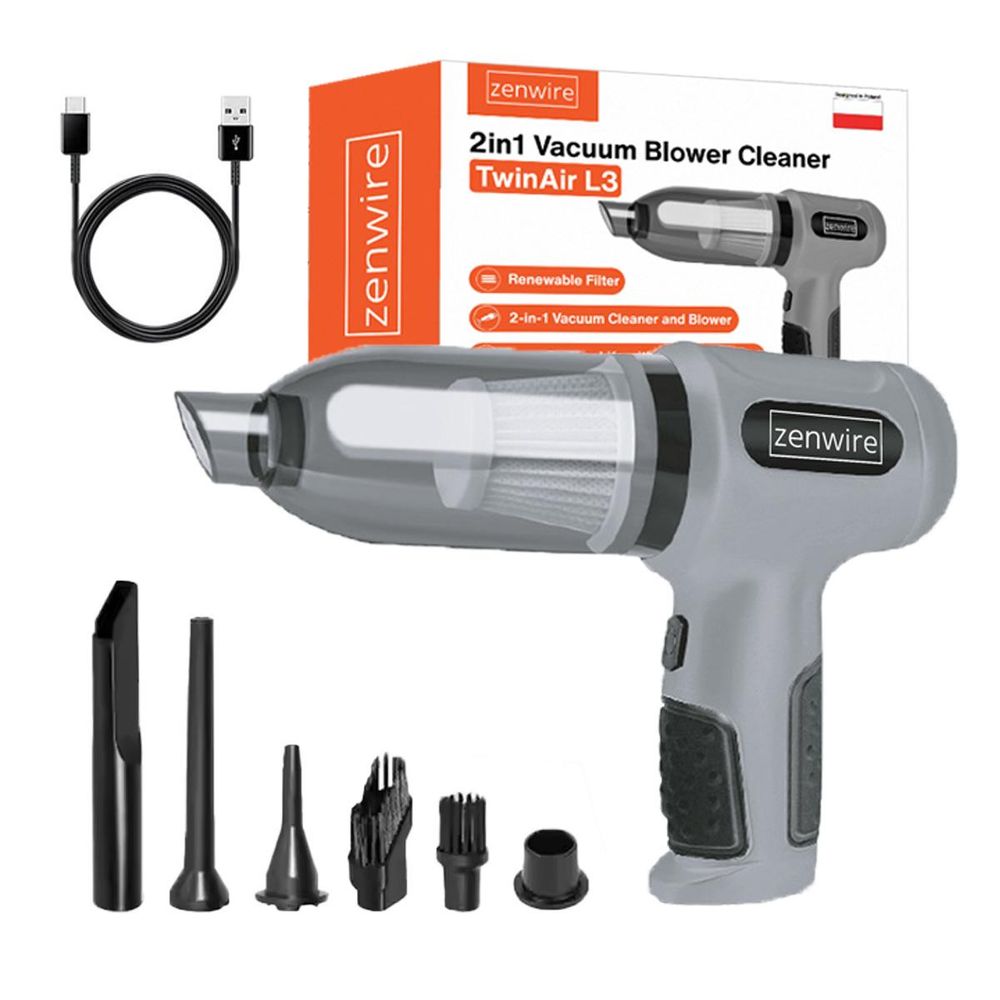 Handstaubsauger - Autostaubsauger - kabellos - 2-in-1 - Druckluft - TwinAir - 90W - mit 6 austauschbaren Aufsätzen