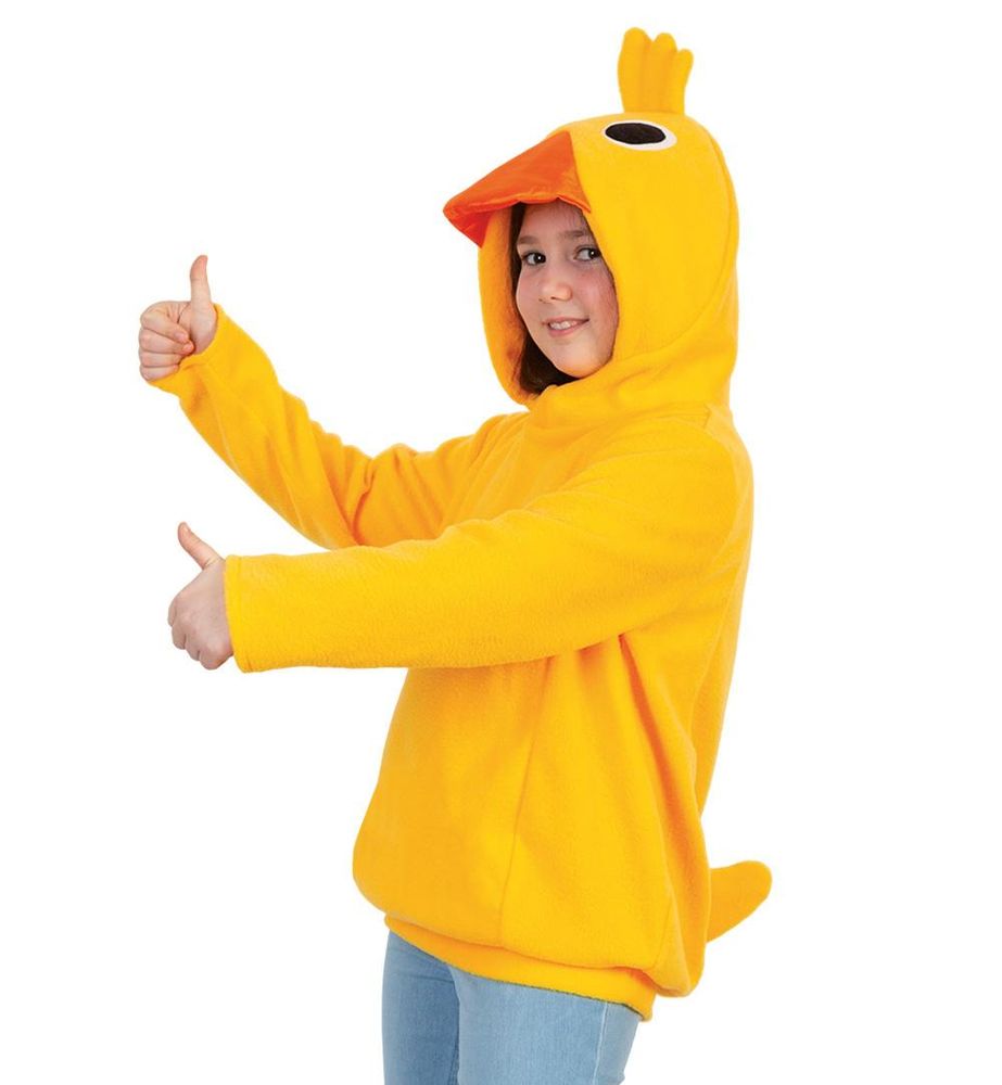 Enten Kostüm für Kinder Hoodie Kapuzenpullover Tierkapuze Schnabel Augen Kopfgefieder und Entenschwanz (140)