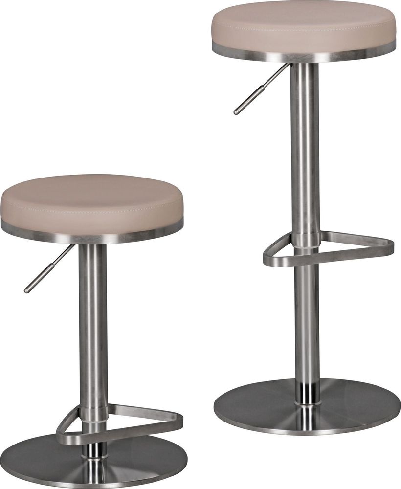 FineBuy Barhocker Edelstahl Taupe höhenverstellbare Sitzhöhe 57 82 cm Barstuhl Modern 360° Drehbar Tresenhocker mit Standfuß Bistrohocker Hoch