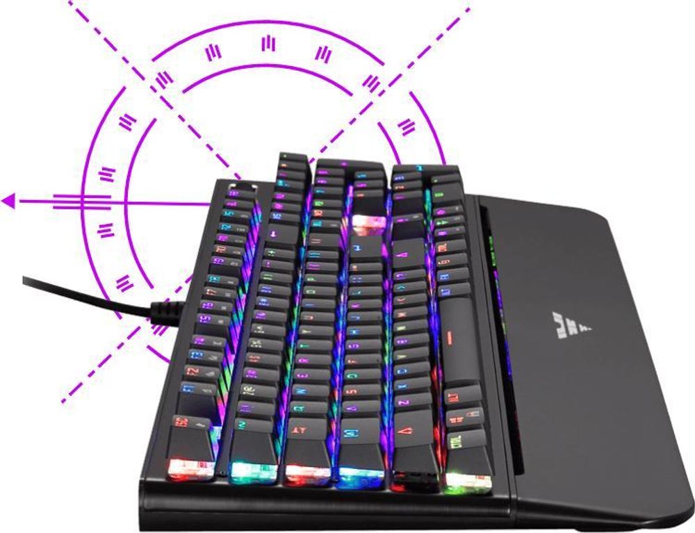 Klawiatura dla graczy PREYON Long Claw Brown Keyboard - Podpórka pod nadgarstki - 104 klawisze - Przełączniki Gateron Brown - Aluminiowa obudowa - Podświetlenie RGB - Tryb podświetlenia - Oprogramowanie - Port przelotowy USB