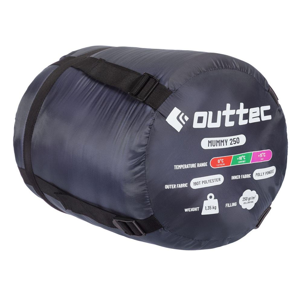 Kompakter, gerollter granatfarbener Schlafsack Outtec Mummy 250