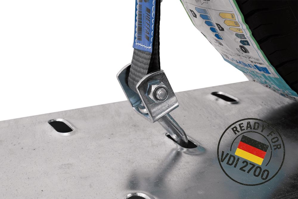 4er Set HEFFA Radsicherungsgurte 2,8m 35mm 3t VDI 2700 Autotransport Transportgurte Abschleppwagen Grip-Schutzhülle