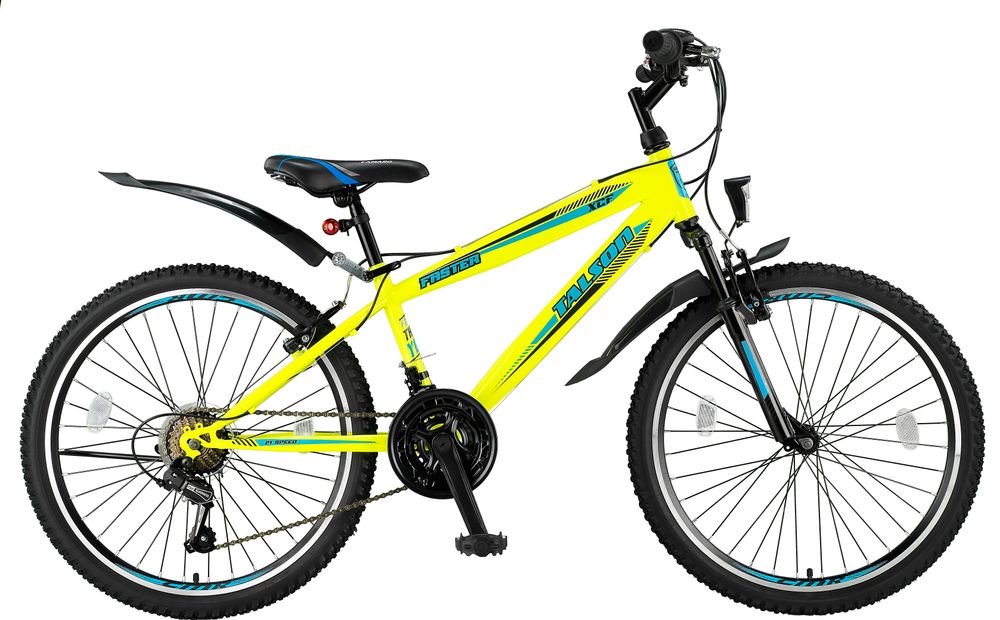 26 Zoll Kinderfahrrad mit SHIMANO 21-Gang und Beleuchtung Gabelfederung Gelb
