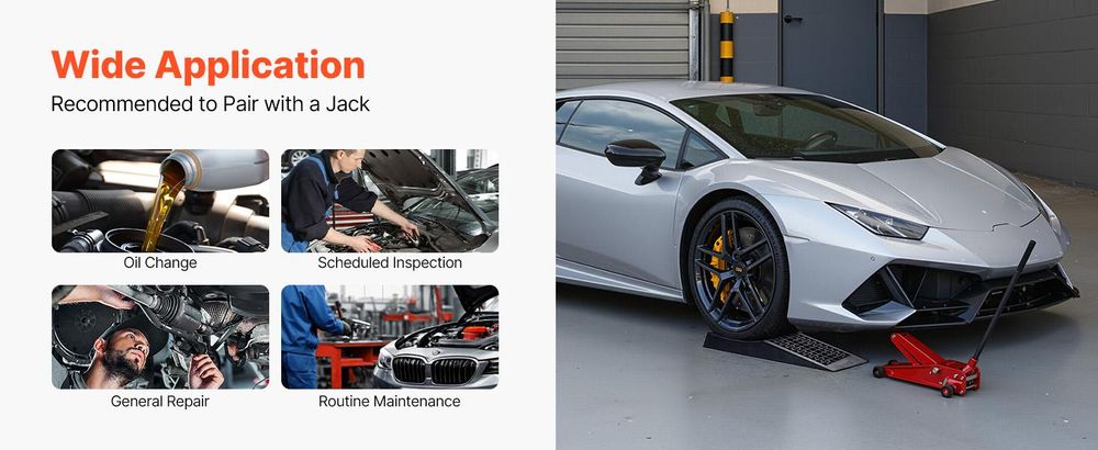 VEVOR Auto Rampen, 2 STK 5897 kg Gesamtgewichtskapazität, 155 mm Hubhöhe, tragbare Hochprofil-Auto-Service-Rampen für Wartung und Ölwechsel in der heimischen Garage, schwerlastfähig für Lkw SUV Fahrzeugreparatur, schwarz, GVW 20000 lbs-a, Ungefähr 27,5 Zoll-a